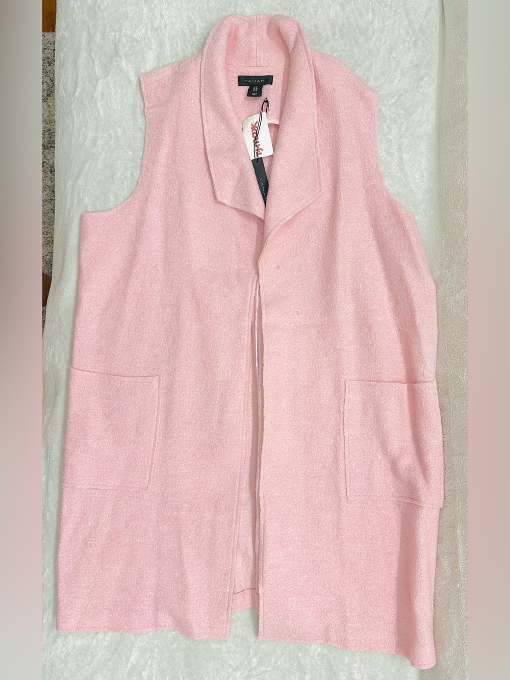 Tahari New Women Light Pink Vest Size XL Wool Blend Sleeveless Pls See Photos